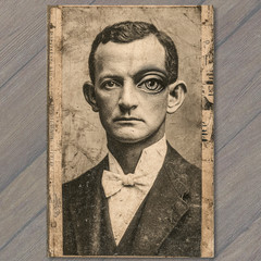 STICKER Surreal Gentleman Odd Eye Distorted Face Formal Bowtie Portrait