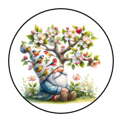 30 GNOME SPRING SUMMER ENVELOPE SEALS STICKERS LABELS TAGS 1.5″ ROUND APPLE TREE