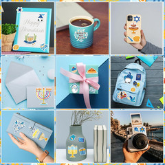 200 Pegatinas de Januce Ninos Dreidel Menora de Velas Fiesta DIY Manualidades