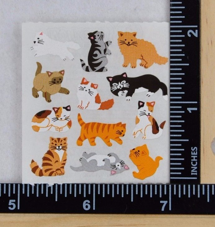 Sandylion TINY CATS KITTENS Stickers 1 SQUARE RARE VINTAGE