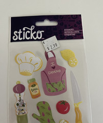 American Crafts sticko Cooking Cuisine Sticker Sheet Food Chef Theme 15 Pcs New