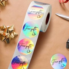 40 PCs Round 1” Iridescent Free Gift Inscription Stickers Small Business Use