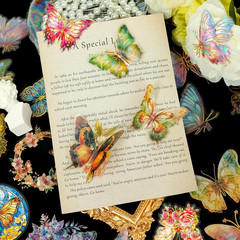 Holographic Gold Foil Butterfly Stickers – 30Pcs Transparent Aesthetic Colorful