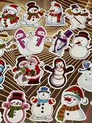 50 Pieces Bundle Pack Snowman Christmas Stickers Decal High Glossy Finish