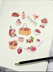 Strawberry Delight Sticker Sheet | Prairie Hills Studio | Food & Fruit Stickers