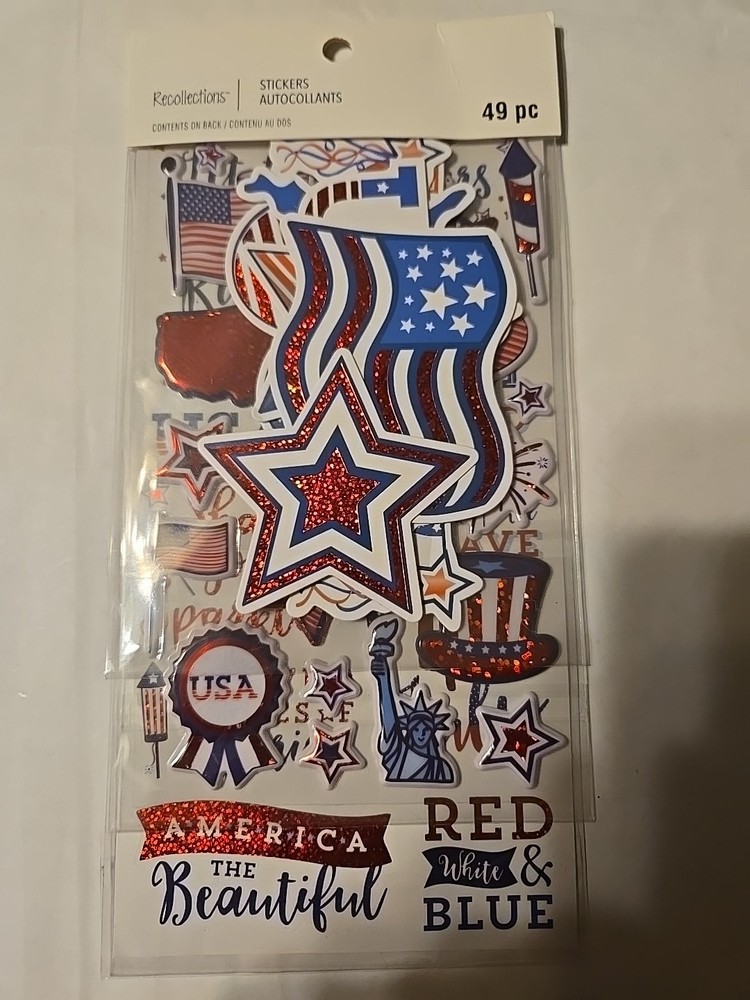 Recollections 4TH OF JULY PATRIOTIC Scrapbooking Stickers 49 Pc