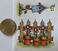 PICKETS & POTS Stickers(2pc)Provo •Birdhouse•Flowers•Garden•Fence •Outside•Birds