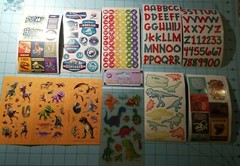 Scrapbooking Set Of 8 Dinosaur & Letter Sticker Sheets, Brand New, Free Shipping