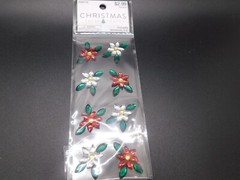 Christmas paper crafts Poinsettia Gemstones stickers 8pc