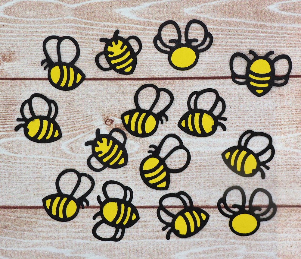Bumble Bee Die Cut 14 bees Handmade Paper Piecing Card Stock Scrapbook 14 pc