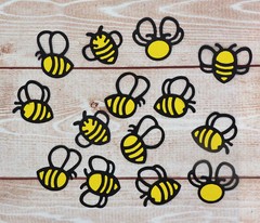 Bumble Bee Die Cut 14 bees Handmade Paper Piecing Card Stock Scrapbook 14 pc