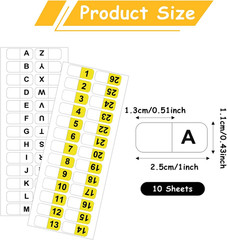 260Pcs Alphabet Tabs Self Adhesive A-Z 26 Letters Tabs Sticky and Number Sticker