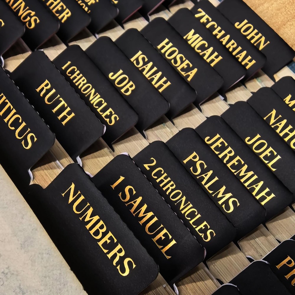 Bible Tabs Laminated Gold Foil Index Labels 105 Count Black Easy Navigation Set