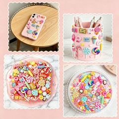 120Pcs Mixed Colors Cute Candy Slime Charms, 0.6–1.2 inches,