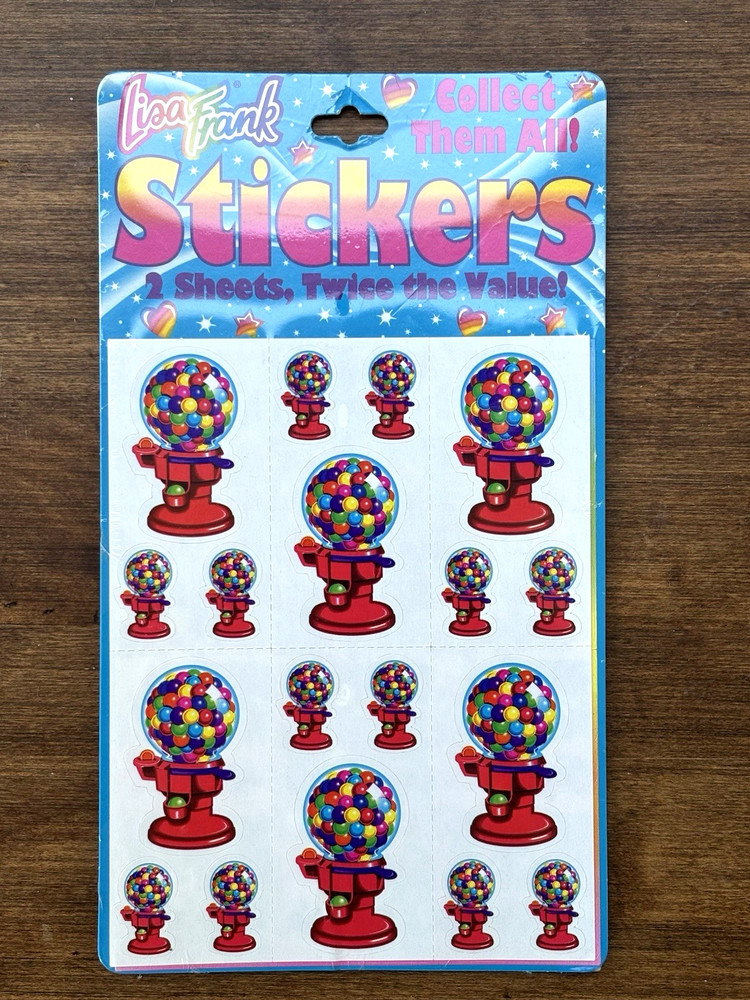 Vintage Lisa Frank Bubble Gum Machine Stickers 2 Sheets New Sealed NOS