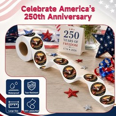 500 Pcs Round Patriotic Stickers 1.77″ Waterproof USA Decals for 4th of July Par