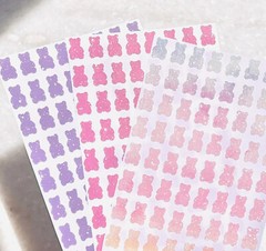 Glitter Gummy Bear Sticker Sheet! – Choose a Size & Color – Cute & Sparkly!