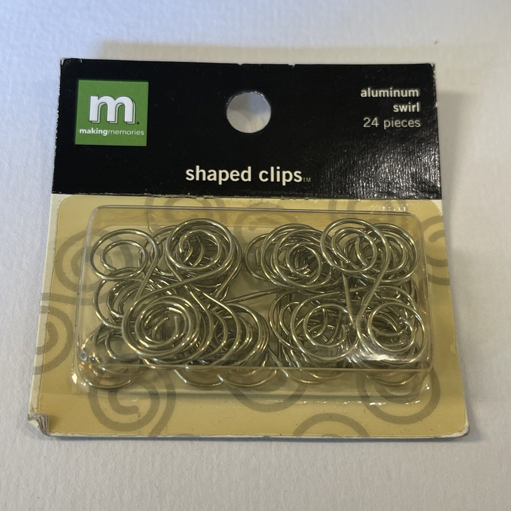 NEW! Making Memories Shaped Clips Aluminum Swirl 24 Pieces