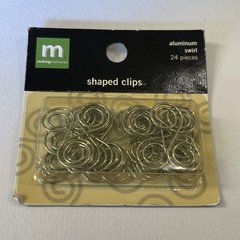 NEW! Making Memories Shaped Clips Aluminum Swirl 24 Pieces