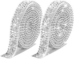 2 Pack 1Cm/0.39In Self Adhesive Crystal Tape, 1 Yard Each Rhinestone Ribbon Wrap