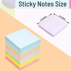 Sticky Notes 3×3 Inches, 8 Pads, 800 Sheets, 8 Color Sticky Note Pads, Premiu…