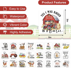 24 Sheets Farmhouse Rub on Transfer for Crafts Farm Animal Truck Words Rub on Tr