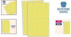 6000 Yellow Round Dot Stickers 1/4″ Self-Adhesive Labels