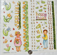 vintage Bo Bunny stickers boy girl 12″ border bugs spring daffodil grasshopper