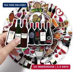 50 Pcs Wine Stickers, Exquisite Drink Decorative Stickers, Easy to Tear & Stick
