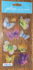 RARE Jolees Velum Butterflies Butterfly Colorful Glittery 3D Scrapbook Stickers