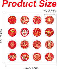 25 Sheets Lunar New Year Stickers, round Candy Decals for Gift Wrapping