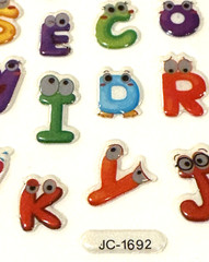 Alphabet Letter Stickers Funny Faces Eyeballs Colorful Crafts Lot of 2 NEW READ