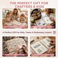 Koogel Reusable Sticker Book A5 Album Organizer 50 Sheets 100 Pages Storage