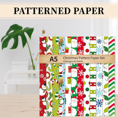 60 Sheets Christmas Pattern Papers A5 Winter Snowman Santa Snowflake Scrapbook S