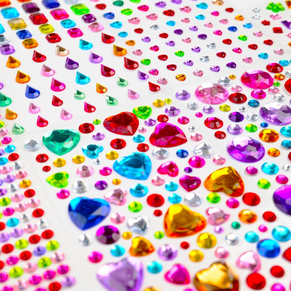 3500Pcs Gem Stickers Jewels for Crafts，12 Sheets Rhinestone Stickers for DIY Cra