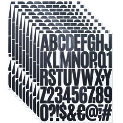 500PCS Letter Number Stickers Black Adhesive Alphabet Decals Set, 2Inch 10Sheets