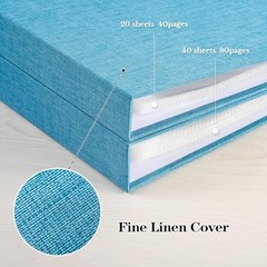 12×12 DIY Scrapbook Photo Album Linen Cover 3-Ring Binder 40 Sleeves Blue
