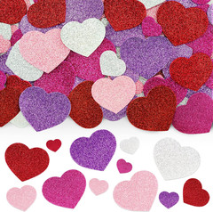 360Pcs Heart Stickers – Colorful Glitter Foam Hearts Shape Stickers for Reward S