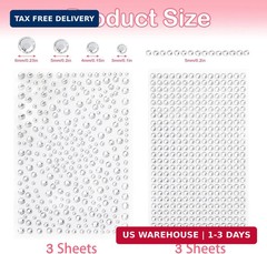 Clear Rhinestones Stickers, 2100pcs Self Adhesive Rhinestones for Face, Bling Je