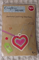 2 Crafters Square Diamond Painting HEART Key Chain + CIRCLE Key Chain Wood Fun