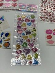 Vintage Sandylion Humbly Hallmark Iridescent Heart Ballon Scrapbook Stickers Set