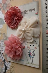 DARK CORAL Mix and IVORY Pansy Fabric Layered 3 Flower Pack 65-80 mm Manor House