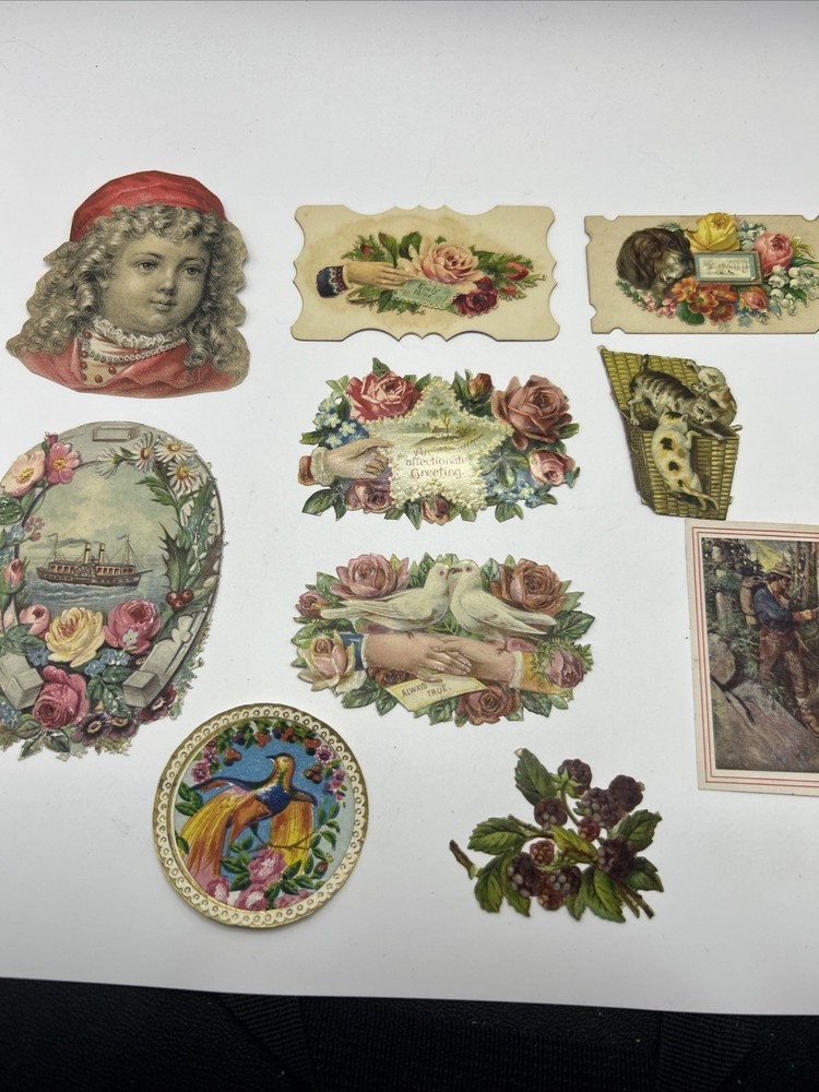 Antique Lot Of 10 Victorian Scrap Paper Ephemera For Collecting Or Scrapbooking