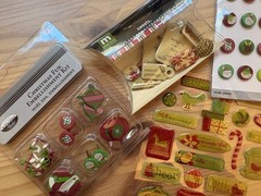 Christmas Scrapbooking & Paper Crafting Lot Chipboard Tags Brads Stickers Paper