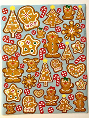 GINGERBREAD Men Stickers Vtg Oriental Trading Co Oversized Six Sheets ADORABLE