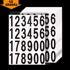 240Pcs 10 Sheets Self Adhesive Vinyl Numbers Stickers Waterproof Reflective Mail