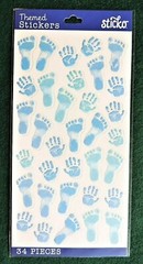 34pc Pastel Baby Boy Prints Stickers EKSuccess Sticko Themed Foot & Handprints