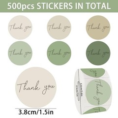 Thank You Sticker,500pcs 1.5Inch Green Thank You for Supporting My Small