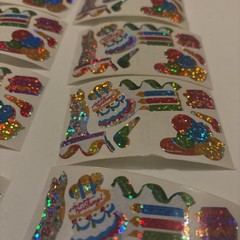 Vtg 1980s stickers Hambly Studios Mylar Foil Shiny Birthday Stickers Set 9(a83