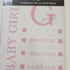 NEW Lot 2 Magic Scraps Clear Details BABY BOY GIRL Transparent Die Word Sheets-G